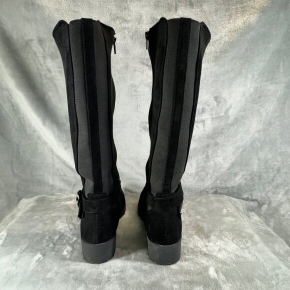 UNR8ED womens Boots 7M Darla black suede zip up with decorative buckle strap at - Picture 2 of 16